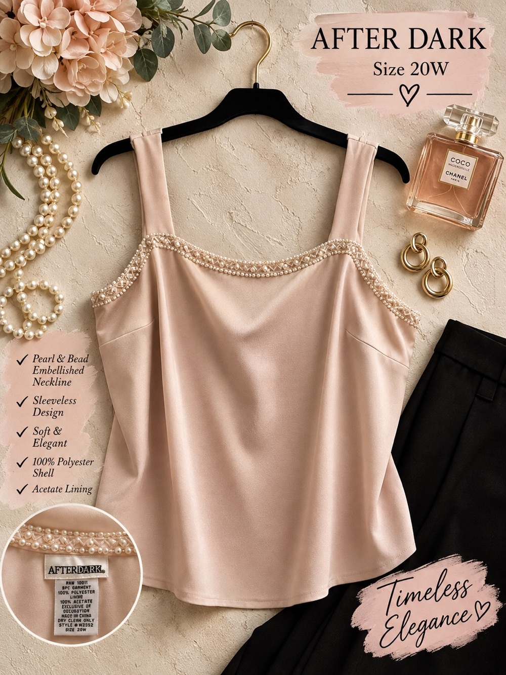 Blush Pearl-Trim Camisole Tank Top